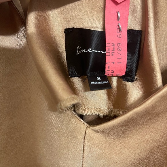 Line & Dot Gold Silk Slip Dress - S - Picture 2 of 2